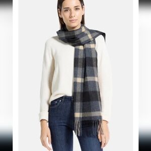 Fishers Finery Classic 100% Pure Cashmere Scarf Gray Camel Scarf